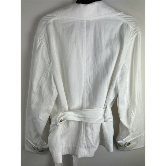 Vince Women's Size L White Belted Cropped Jacket Soft Cotton Long Sleeve NWT 495 - Picture 12 of 12